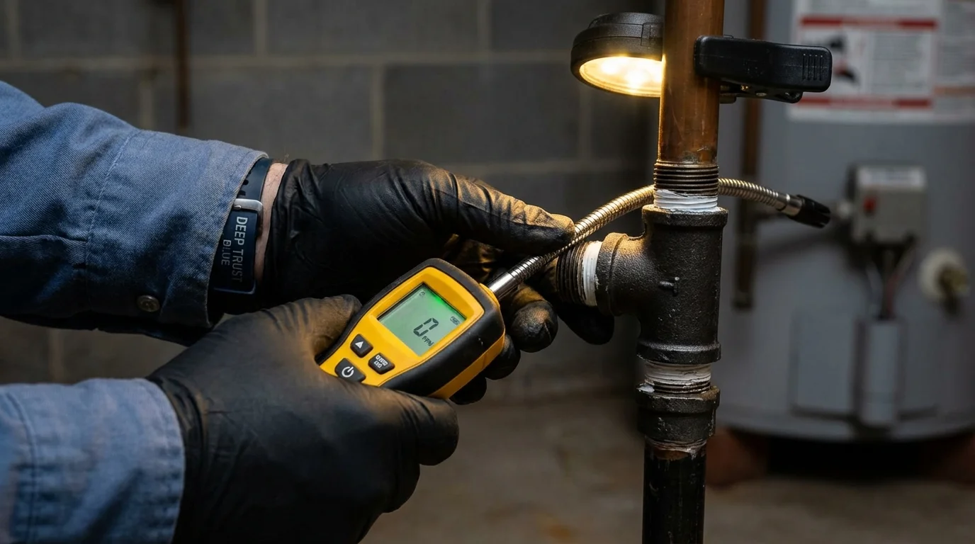 Gas leak detection with electronic sniffer by Johns Plumbing LLC in Rocky Mount