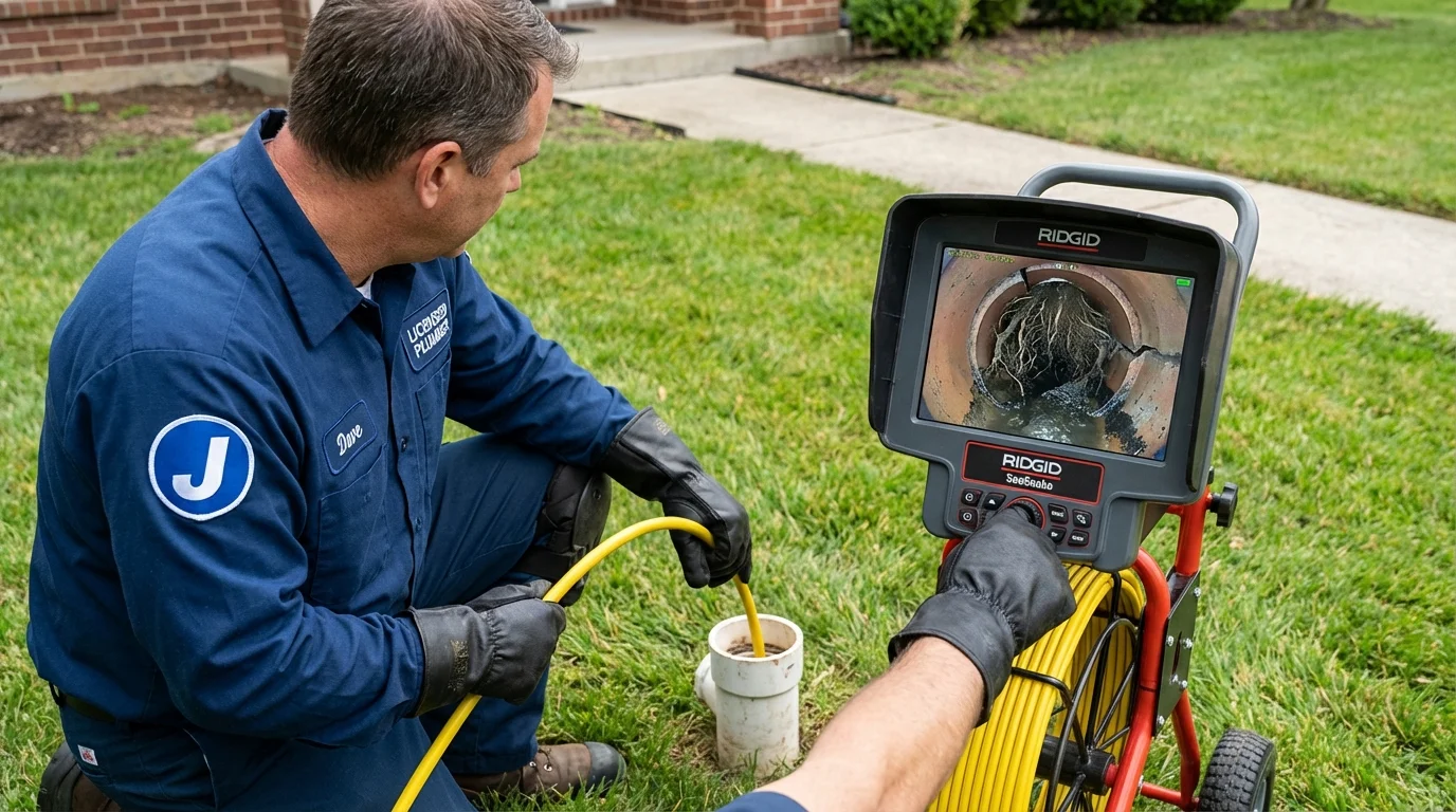 Sewer camera inspection being performed by Johns Plumbing LLC in Rocky Mount